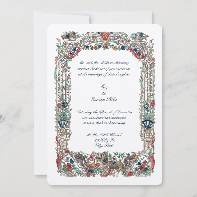 Convites Barroco Cor Rococo Altar Floral (Frente)