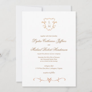 Convites Barroco Crest | Casamento Monograma