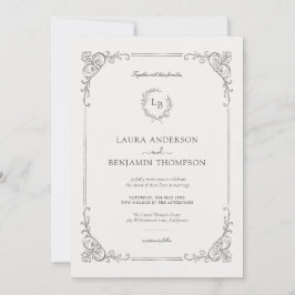 Convites Barroco Frame Laurel Wreath Elegante Casamento