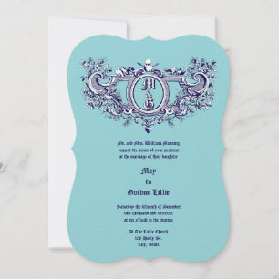 Convites Barroco Rococo Cartouche Flaming Hearts & Birds