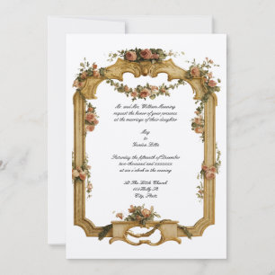 Convites Barroco Rococó Floral e Frutas Cor Casamento