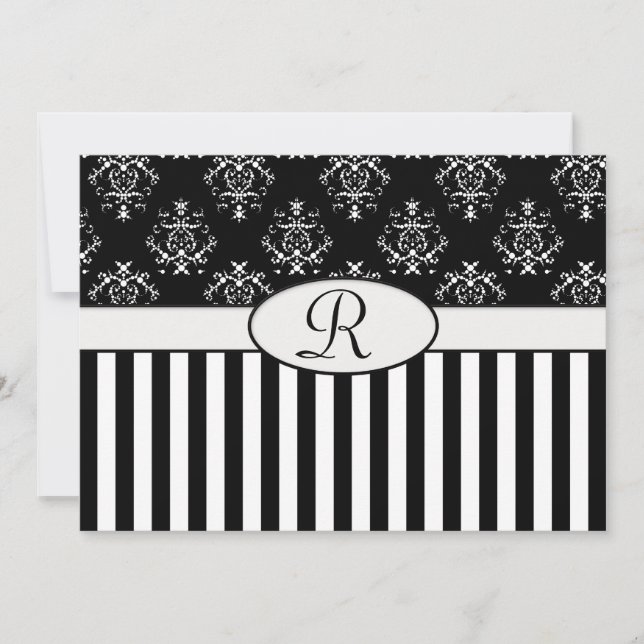Convites Barroco Strike Preto e Branco (Frente)