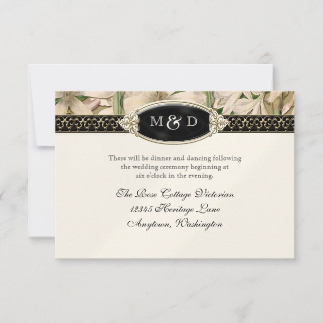 Convites Barroco Vintage Lily Formal Elegante RSVP (Frente)