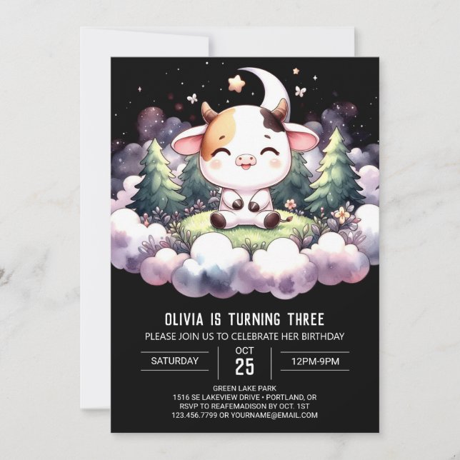 Convites Barrona Digital Cow Birthday (Frente)