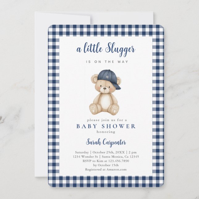 Convites Baseball Baby Shower Boy Invitation (Frente)