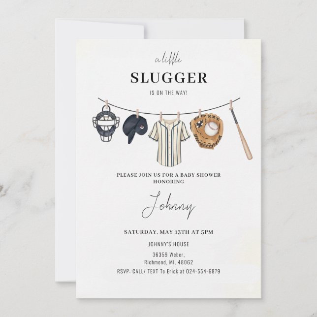 Convites Baseball Baby Shower Invitation (Frente)