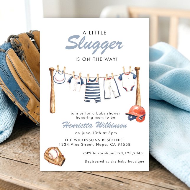 Convites Baseball Baby Shower Invitation - A Little Slugger (Criador carregado)