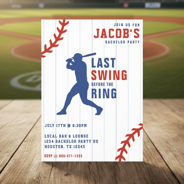 Convites Baseball Bachelor Party Last Swing Before the Ring (Criador carregado)