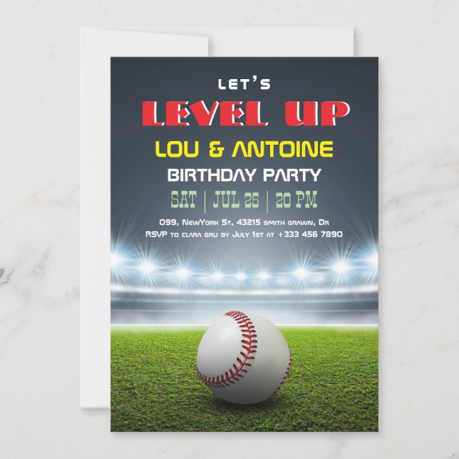 Convites Baseball Birthday Invitation (Frente)