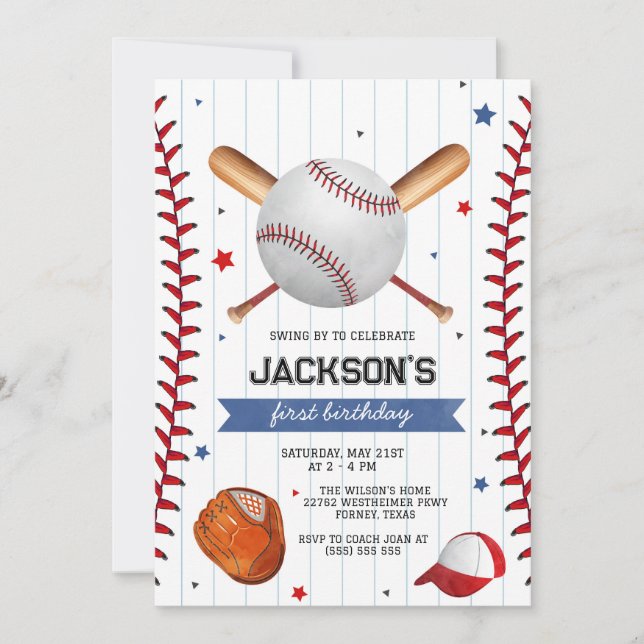 Convites Baseball Boy Birthday Party Invitation (Frente)