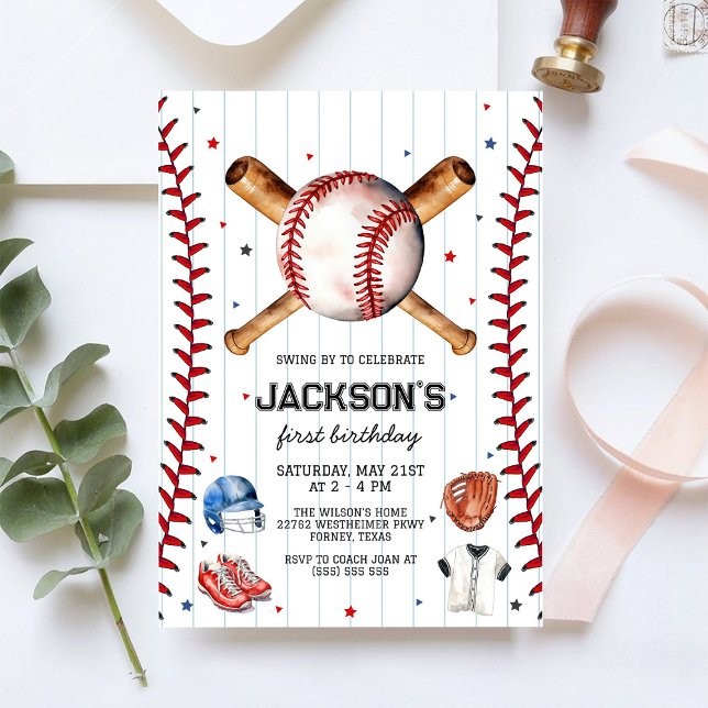Convites Baseball Boy Birthday Party Invitation (Criador carregado)