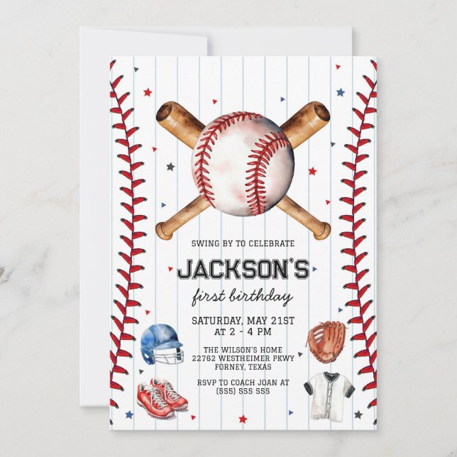 Convites Baseball Boy Birthday Party Invitation (Frente)