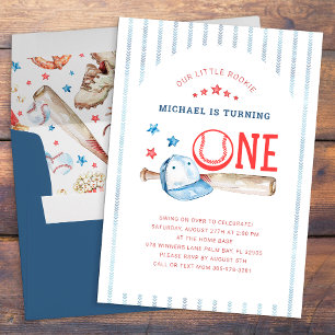 Convites Baseball de Festa de primeiro aniversario Rookie