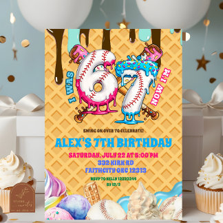 Convites Baseball Drip 67 boy Birthday Party Invitation