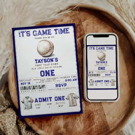 Convites Baseball First Year Down 1st Birthday