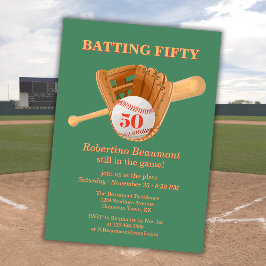 Convites Baseball Glove Batting Fifty Men's 50th Birthday