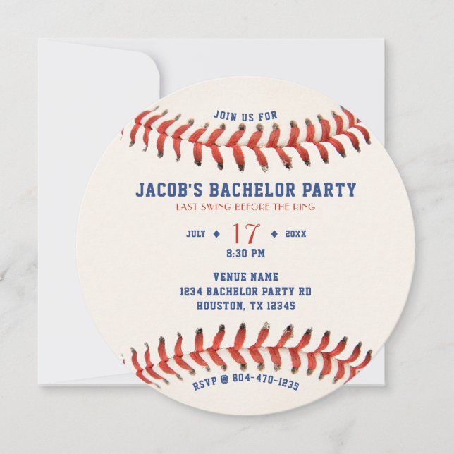 Convites Baseball Last Swing Before the Ring Bachelor Party (Frente)