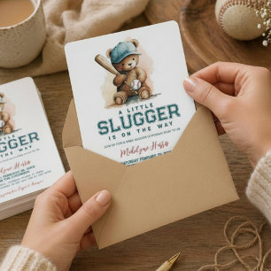 Convites Baseball Pequeno Slugger Urso de Pelúcia  Chá de B