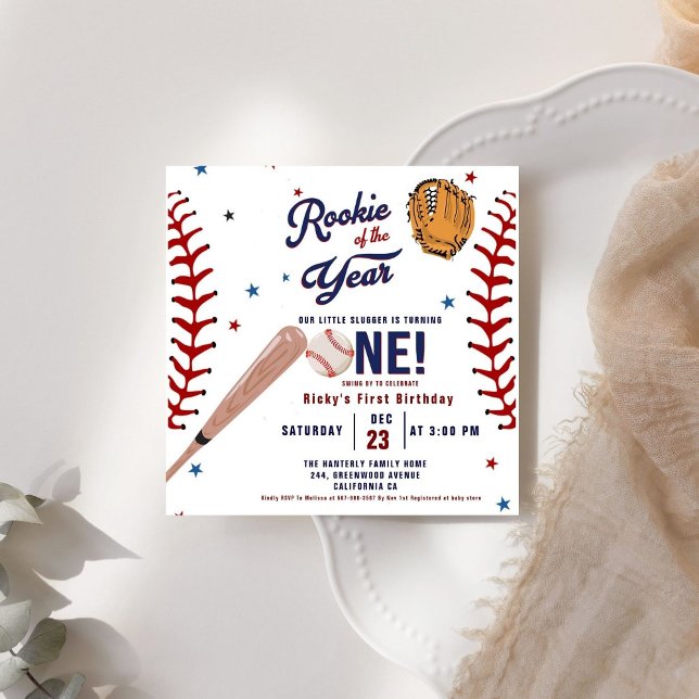 Convites Baseball Rookie do Ano do primeiro aniversario Bas (Criador carregado)