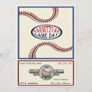 Convites Baseball Vintage Retro 5.5 x Bar 7.5 Mitzvah