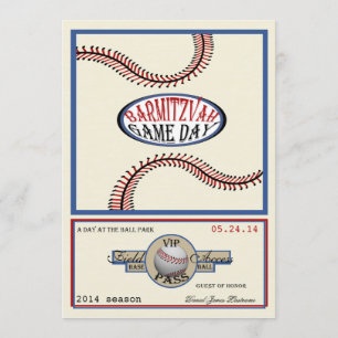 Convites Baseball Vintage Retro 5 x 7 Bar Mitzvah