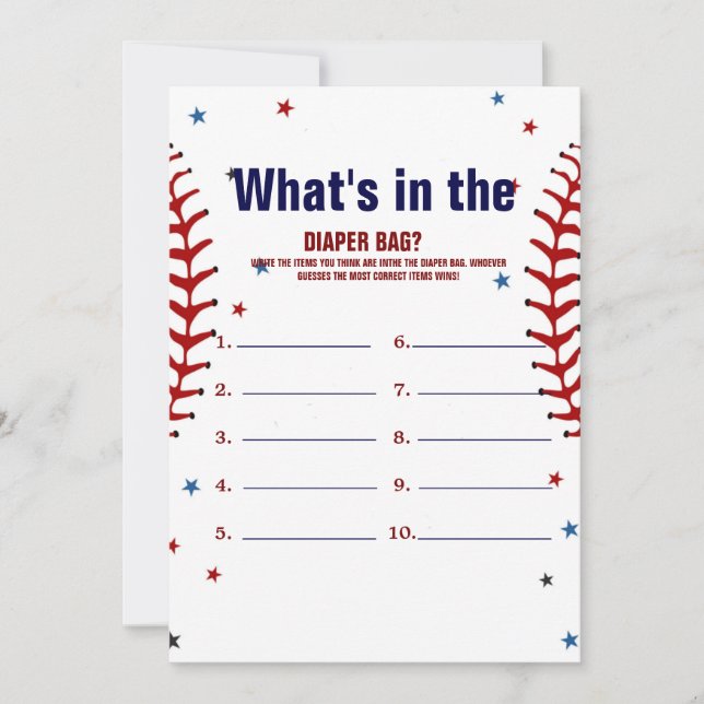 Convites Baseball what in the bag Baby shower game Card (Frente)
