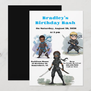 Convites Bash de Aniversário do Garoto Karate Ninja