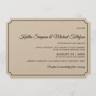 Convites Básicos de Casamento Elegante de Fronteir
