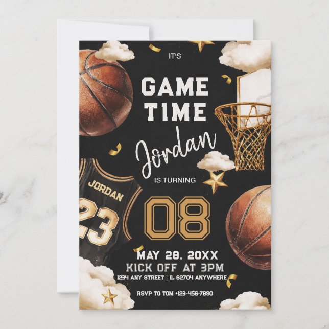 Convites basketball birthday Invitation (Frente)