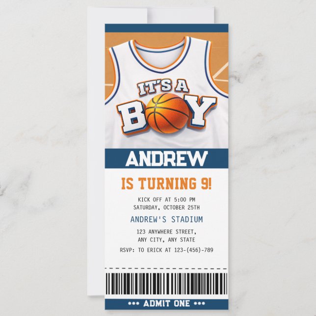 Convites Basketball Hoopla Birthday Bash Ticket Invitations (Frente)