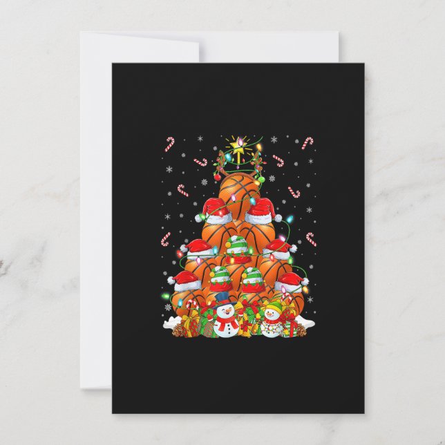 Convites Basquete Árvore de Iluminação de Natal Papai Noel  (Frente)