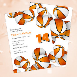 Convites basquete branco laranja esferas bolas esportivas a