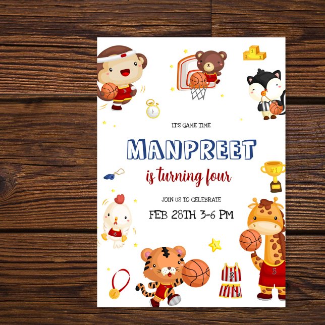 Convites Basquete de Crianças Fofas (Criador carregado)