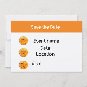 Convites Basquete no fundo branco salva a data