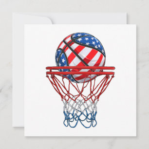 Convites Basquetebol Patriótico Americano 4 de Julho Bandei