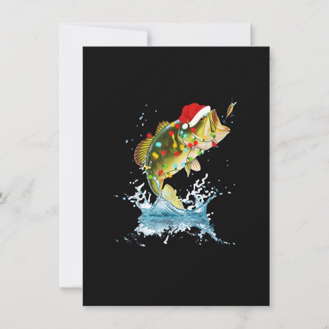 Convites Bass Engraçado Pescar Papai Noel Natal Peixe Pajam (Frente)