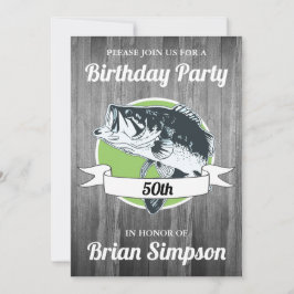 Convites Bass Fisheries Birthday Angler Esportivo Masculino