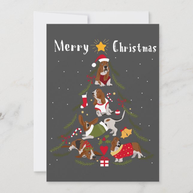Convites Basset Hound Christmas Tree Xmas Dog Lover (Frente)