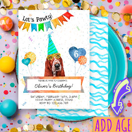 Convites Basset Hound Deixa Festa de Aniversário do Cachorr