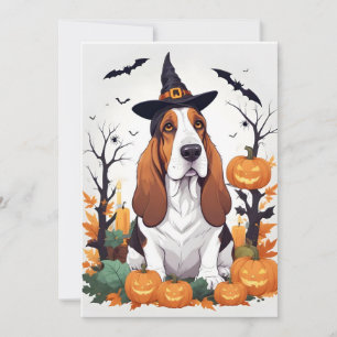 Convites Basset Hound Halloween - Bonito E Engraçado Animal