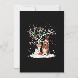Convites Basset Hound Winter Snow Tree No Natal Do Cachorro