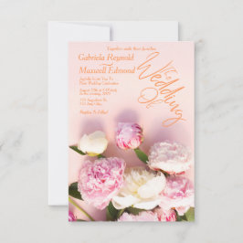 Convites Basta Rosa Rosa Peony Floral Wedding