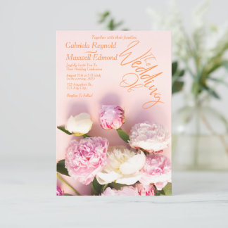 Convites Basta Rosa Rosa Peony Floral Wedding