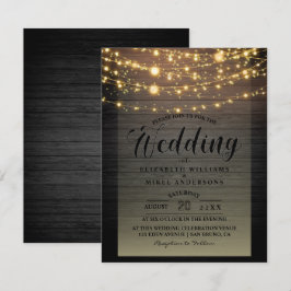 Convites Basta Rustic Wood Dark Lights Casamento