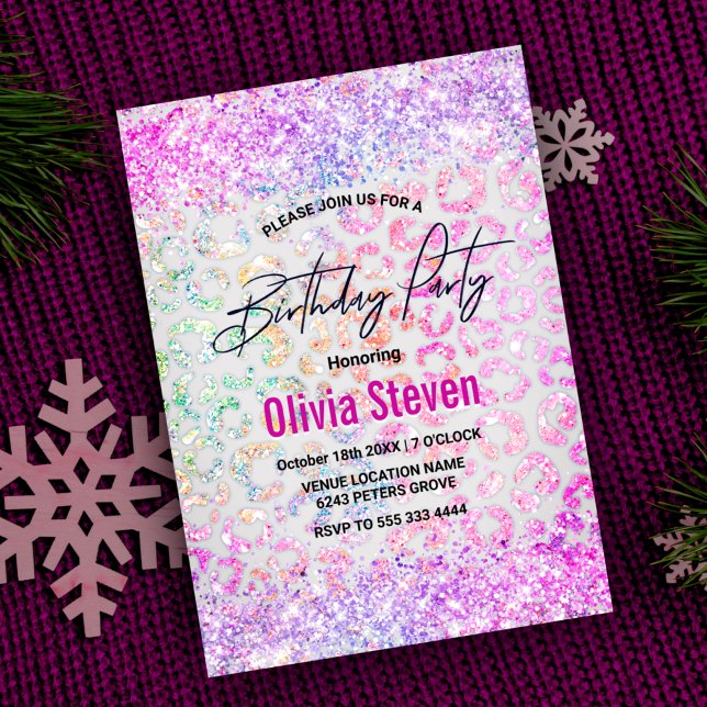 Convites Bastante iridescente Monograma da impressão digita (Criador carregado)