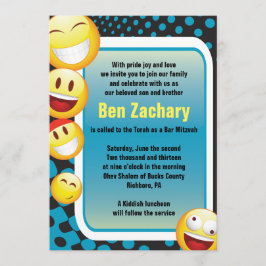 Convites Bastão FELIZ Mitzvah do bar de EMOJI Convite-no