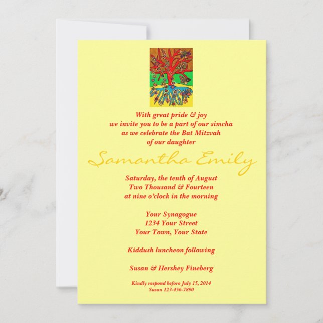 Convites Bastão Mitzvah: Os corações crescem na vida da (Frente)