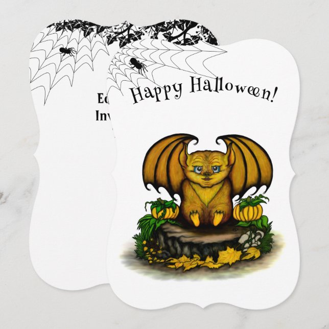 Convites Bat Bonito do Halloween (Frente/Verso)