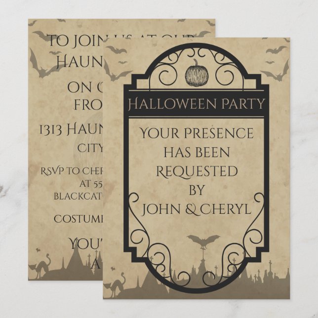 Convites Bat Gótico (Frente/Verso)