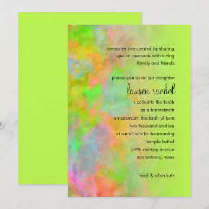 Convites Bat Mitzvah Abstract Design no Verde limão